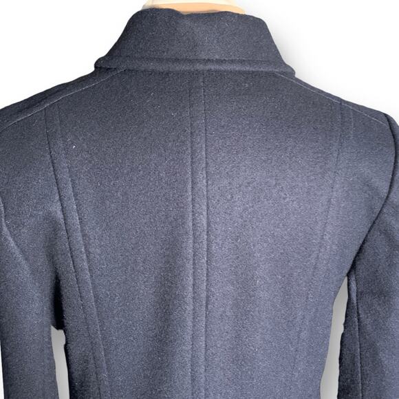 Vintage 90s Herman Kay Wool Blend Long Coat Navy Blue Size 6 Elegant Tailored - Picture 6 of 13